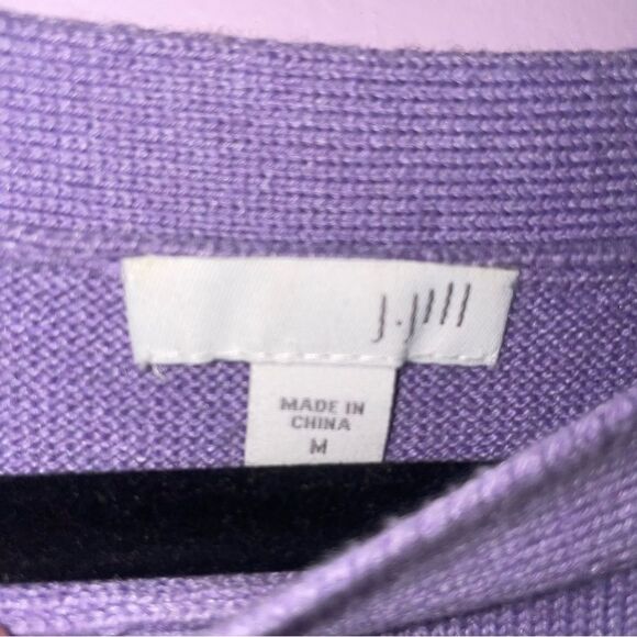 J Jill Size M Merino Wool Knit Tunic Sweater Top Pastel Purple Pockets - Picture 4 of 8